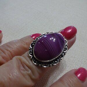 Beautiful PURPLE BOTSWANA AGATE Handmade Sterling Ring Size 6.5 #801B